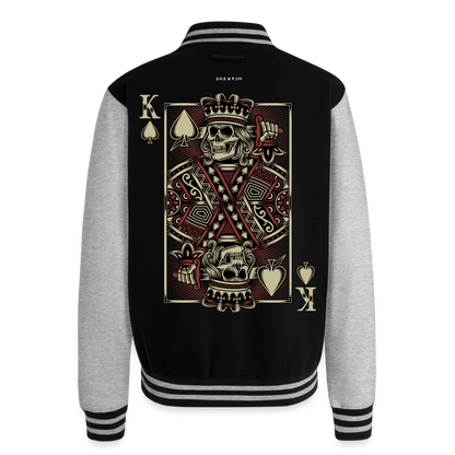 Terri's Kingdom Just Hoods Heavyweight Letterman Jacket - black/heather grey