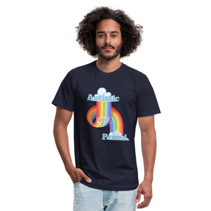 Autistic and Proud Unisex Jersey T-Shirt | Bella + Canvas - navy