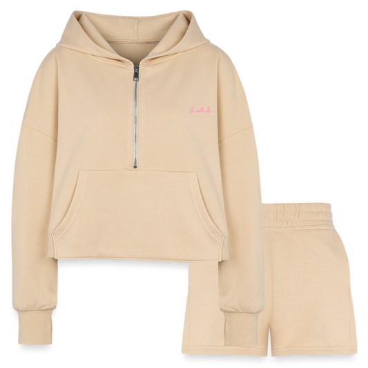 A piggie once told me Women’s Cropped Hoodie & Jogger Short Set - nude