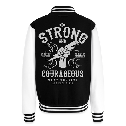Autism is powerful Just Hoods Heavyweight Letterman Jacket - black/white