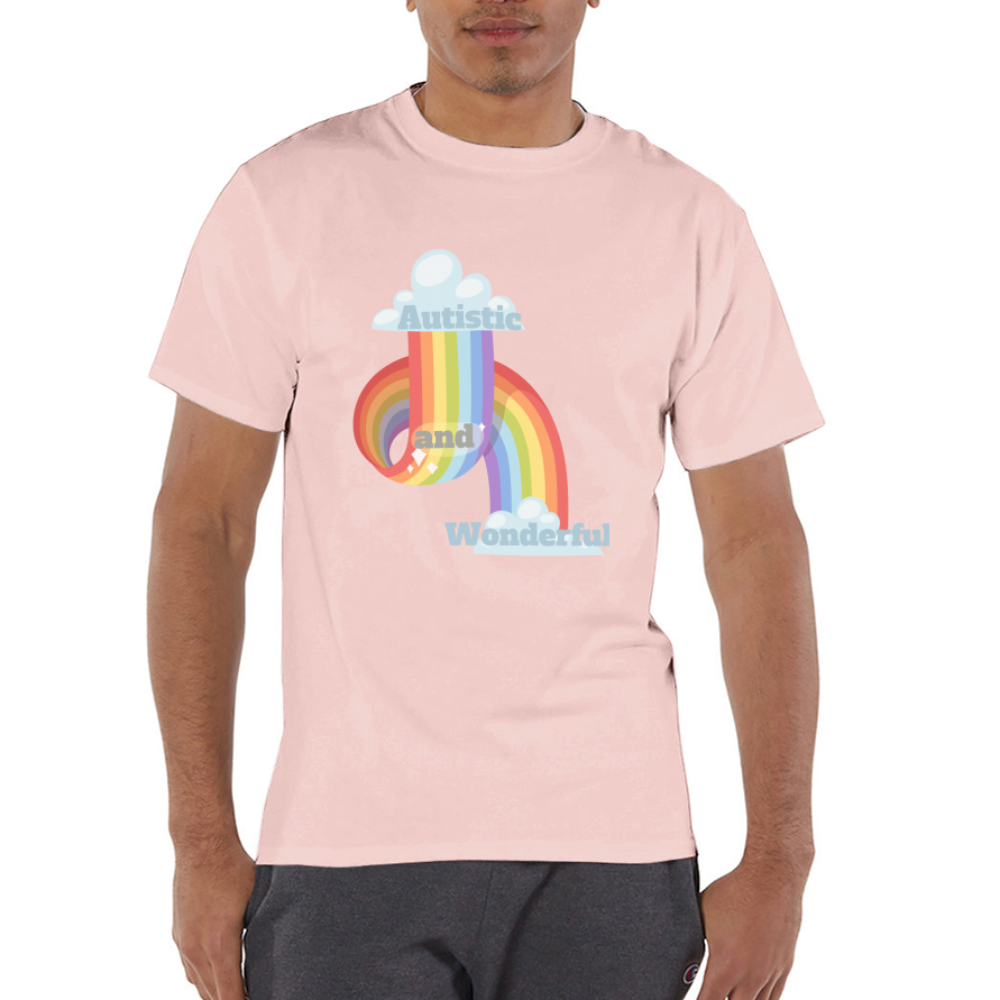 Autistic and Wonderful Champion Unisex T-Shirt - blush pink 
