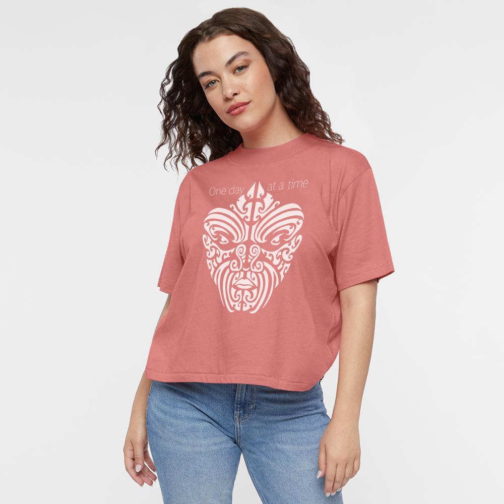 Tribal Face Women's Boxy Tee - mauve