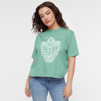 Tribal Face Women's Boxy Tee - saltwater