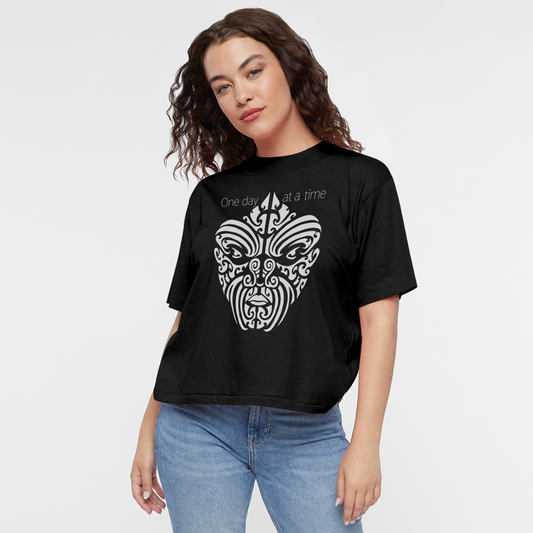Tribal Face Women's Boxy Tee - black