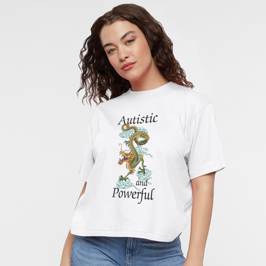 Autistic and Powerful Women's Boxy Tee - white