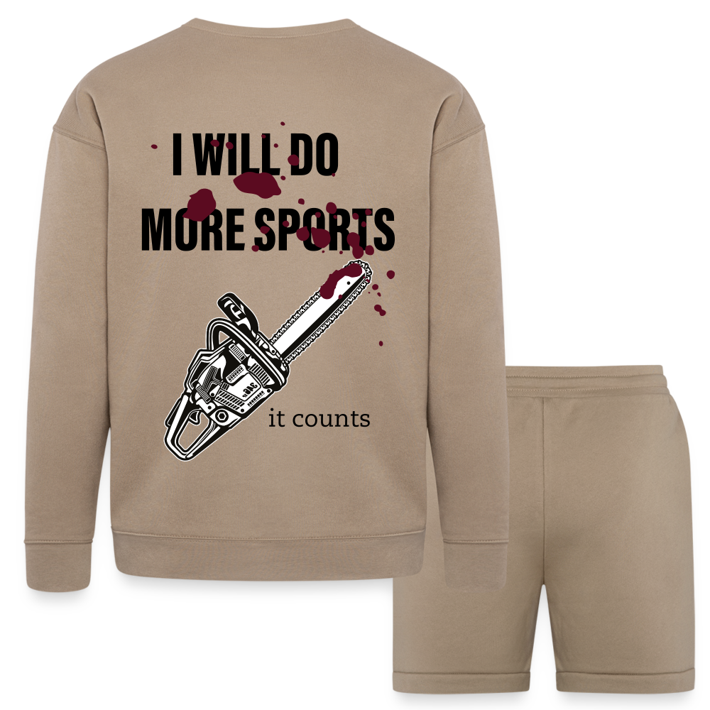 It Really Does Count Bella + Canvas Unisex Sweatshirt & Short Set - tan