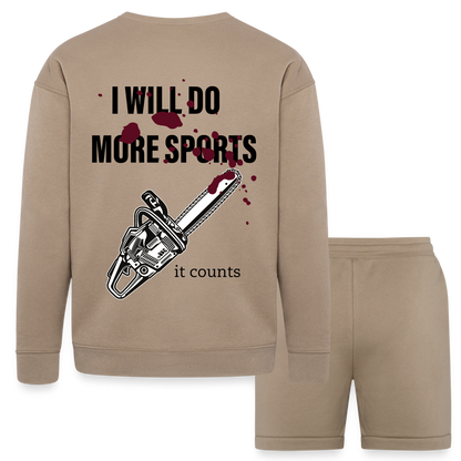 It Really Does Count Bella + Canvas Unisex Sweatshirt & Short Set - tan