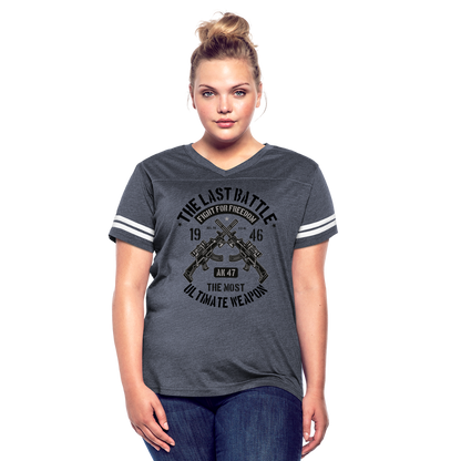 AK 47 Women's Cropped T-Shirt - vintage navy/white