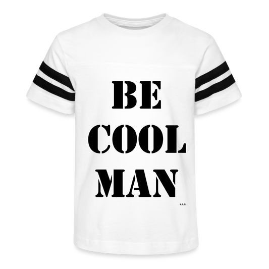 Be Cool Man Kid's Football Tee - white/black