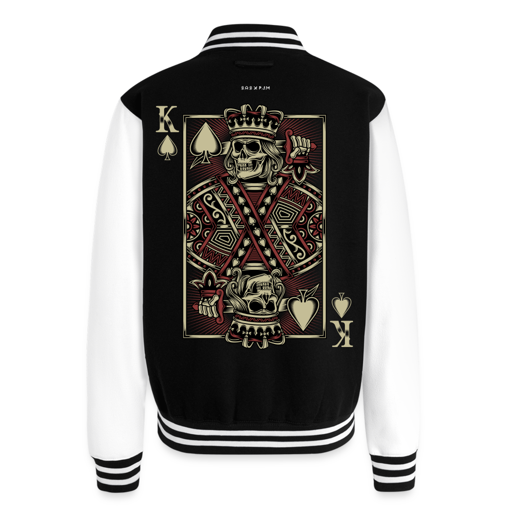 Terri's Kingdom Just Hoods Heavyweight Letterman Jacket - black/white