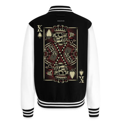 Terri's Kingdom Just Hoods Heavyweight Letterman Jacket - black/white