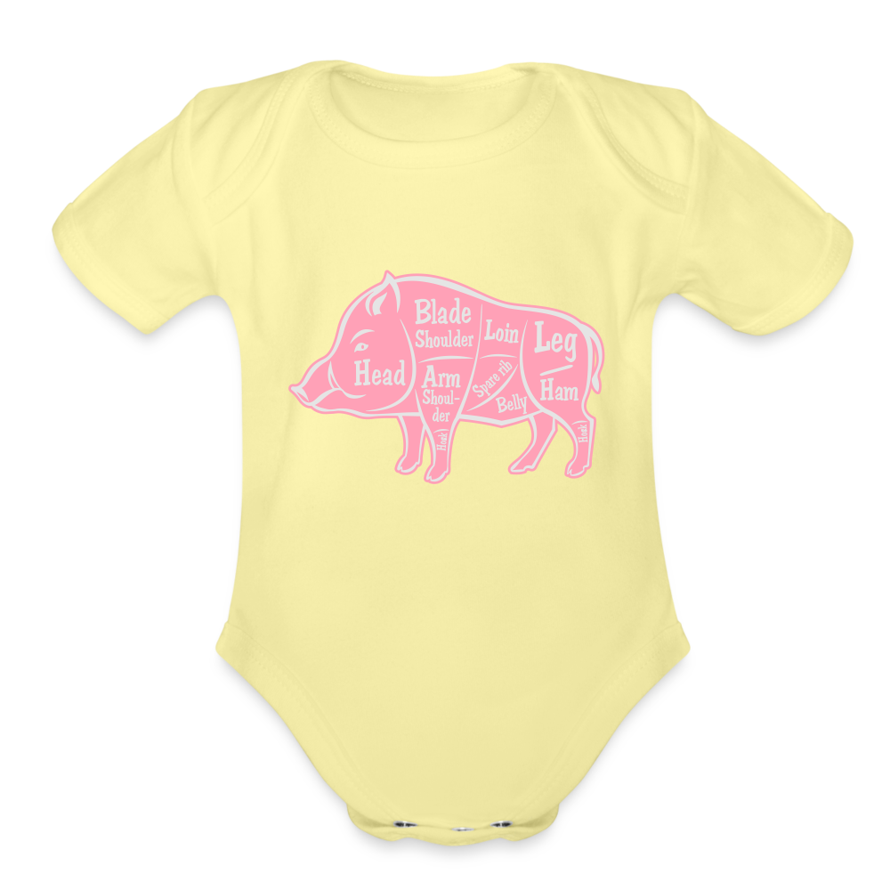 Sweet Piggie Organic Short Sleeve Baby Bodysuit | Spreadshirt 401 - washed yellow