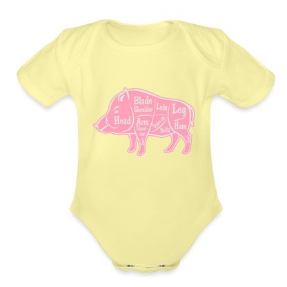 Sweet Piggie Organic Short Sleeve Baby Bodysuit | Spreadshirt 401 - washed yellow