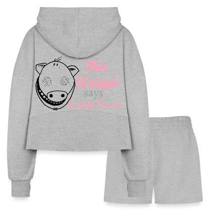 A piggie once told me Women’s Cropped Hoodie & Jogger Short Set - heather gray