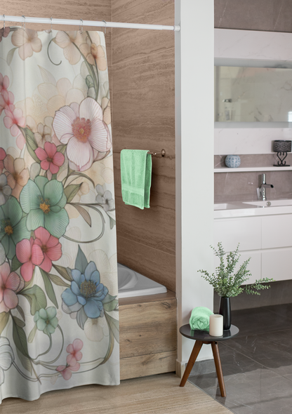 Floral Elegance Shower Curtain - Vibrant Botanical Design for Bathroom Décor