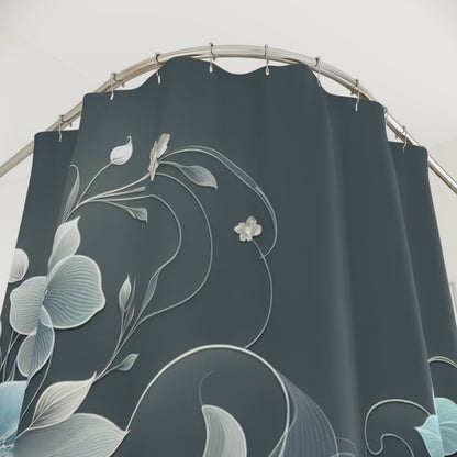 Elegant Floral Shower Curtain - Black & Gold Design