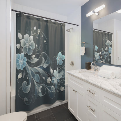 Elegant Floral Shower Curtain - Black & Gold Design