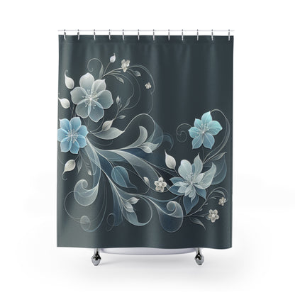 Elegant Floral Shower Curtain - Black & Gold Design