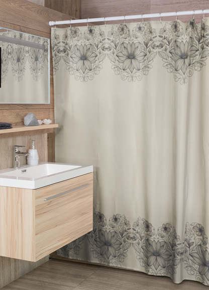 Elegant Floral Shower Curtain - Vintage Botanical Design