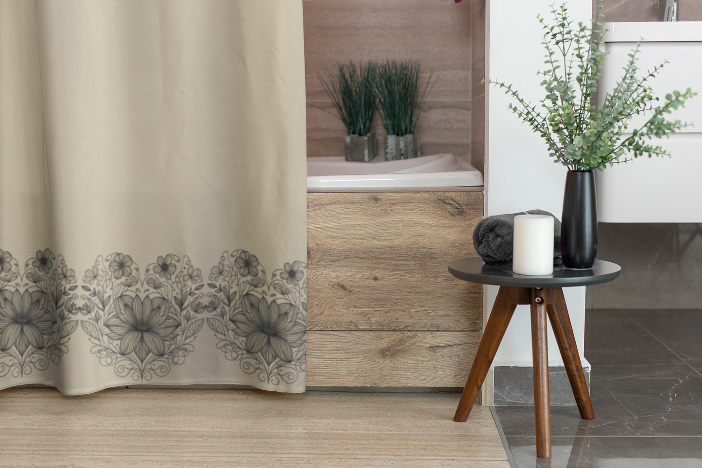 Elegant Floral Shower Curtain - Vintage Botanical Design