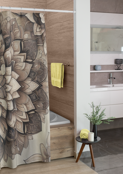 Bohemian Floral Shower Curtain - Elegant Mandala Design for Spa-like Bathroom Decor