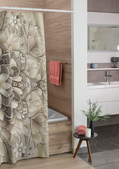 Elegant Floral Shower Curtain – Boho Chic Bathroom Decor