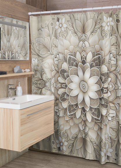 Elegant Floral Shower Curtain – Boho Chic Bathroom Decor