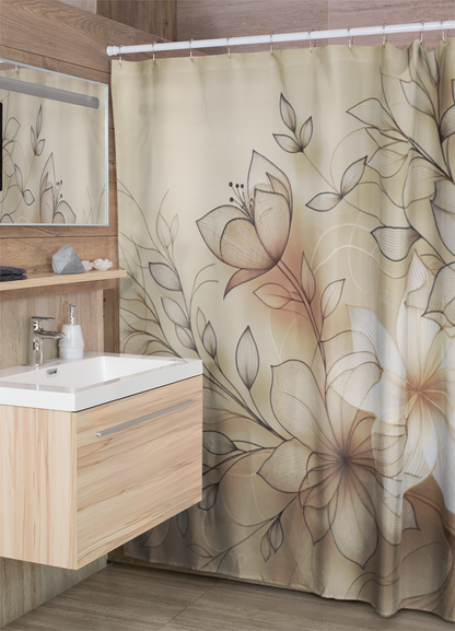 Elegant Floral Shower Curtain - Serene Bathroom Decor