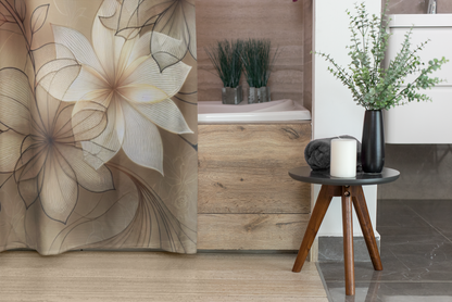 Elegant Floral Shower Curtain - Serene Bathroom Decor