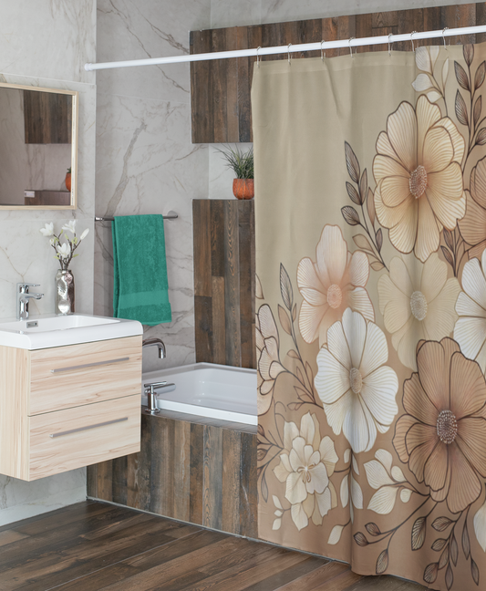 Floral Elegance Shower Curtain - Vintage Flower Design for Chic Bathrooms