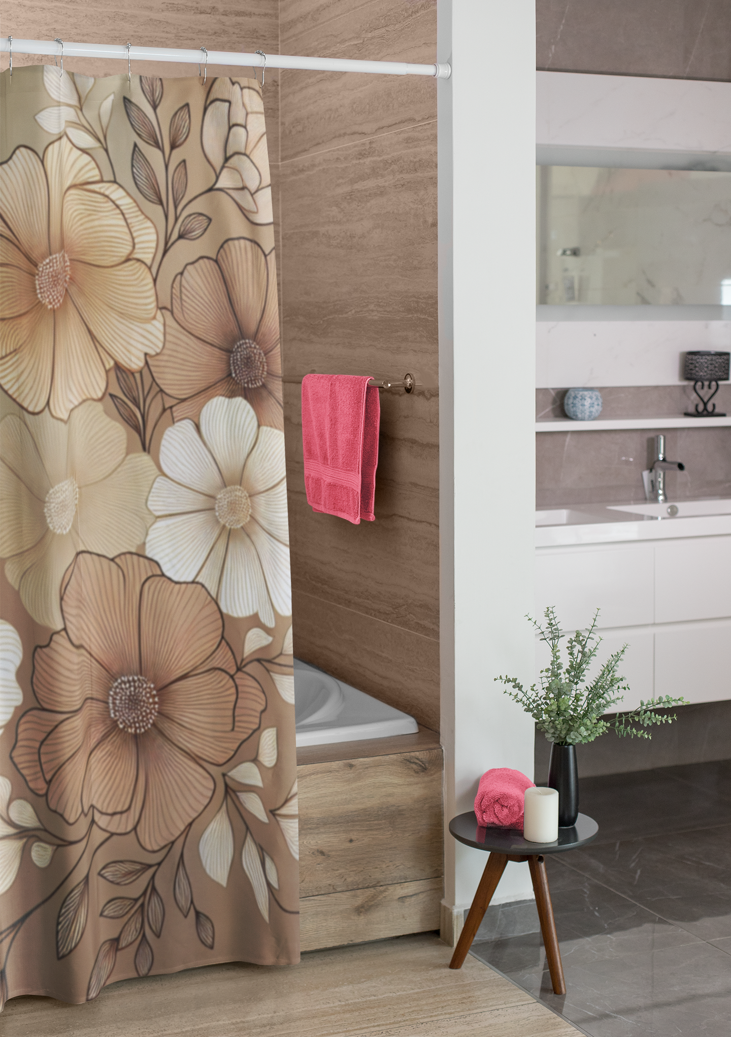 Floral Elegance Shower Curtain - Vintage Flower Design for Chic Bathrooms