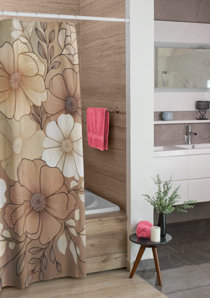 Floral Elegance Shower Curtain - Vintage Flower Design for Chic Bathrooms