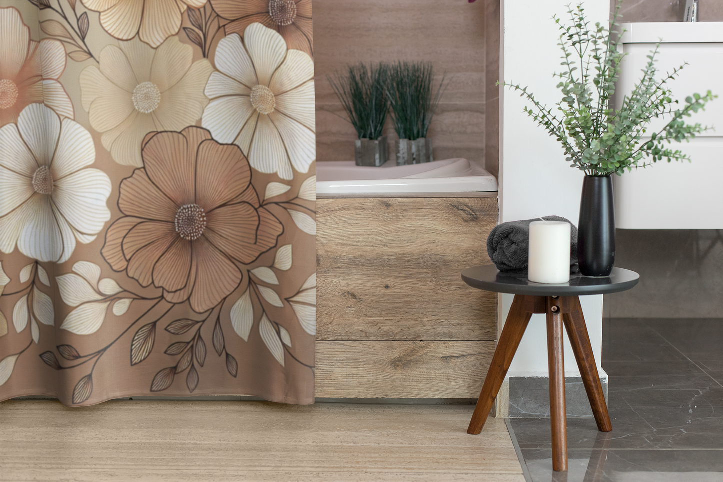 Floral Elegance Shower Curtain - Vintage Flower Design for Chic Bathrooms