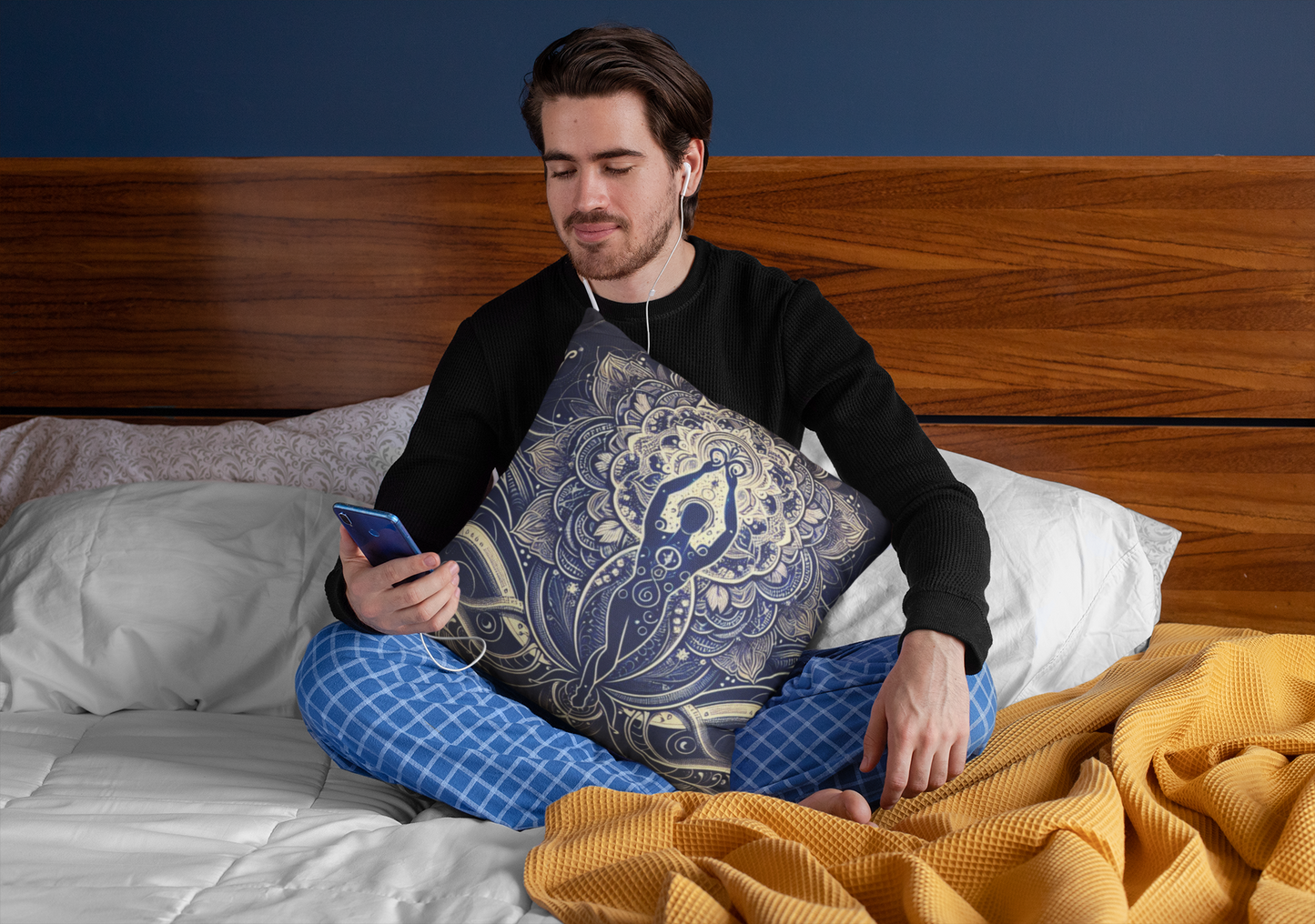 Mandala Yoga Inspired Square Pillowcase | Bohemian Home Decor
