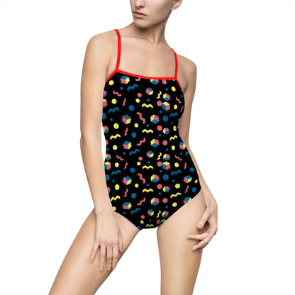Colorful Geometric Women's One-Piece Swimsuit - Fun & Flirty Summer Swimwear