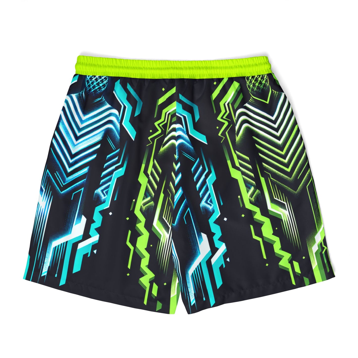 Neon Geometric Unisex Swim Shorts - Vibrant Beachwear for Summer Fun