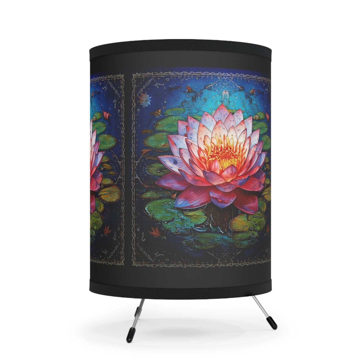 Pond Lily Tripod Lamp with High-Res Printed Shade, US\CA plug