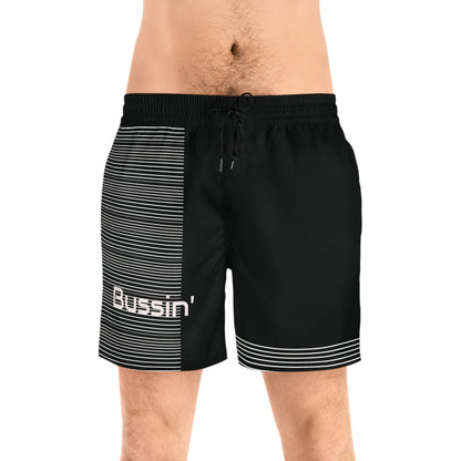 Bussin' Men's Mid-Length Swim Shorts - Stylish Striped Beachwear for Summer Fun