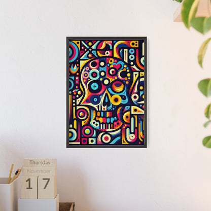 Skull Rock N Roll Posters with Wooden Frame