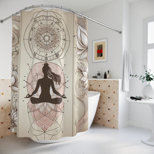 Zen Mandala Shower Curtain - Elegant Yoga & Astrology Design for Tranquil Spaces