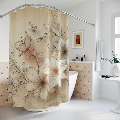 Elegant Floral Shower Curtain - Serene Bathroom Decor