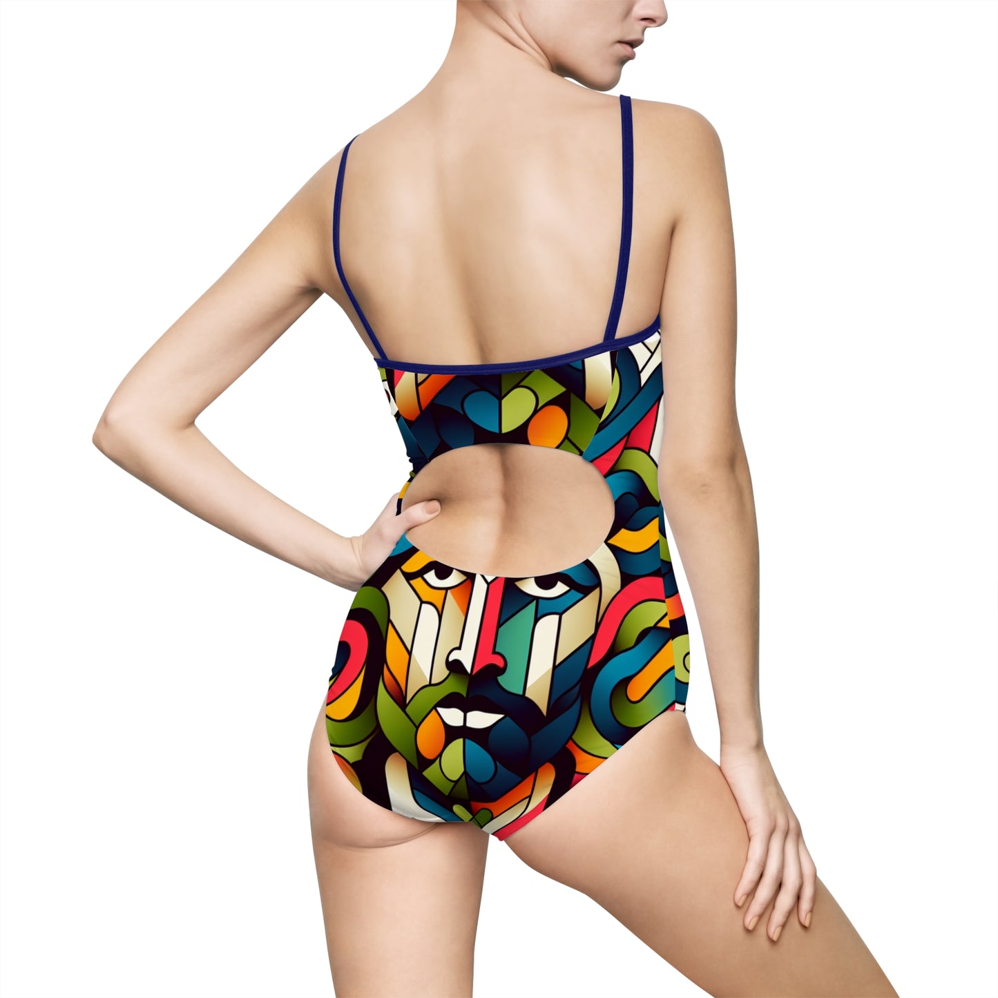Colorful Artistic Women's One-Piece Swimsuit with Abstract Design