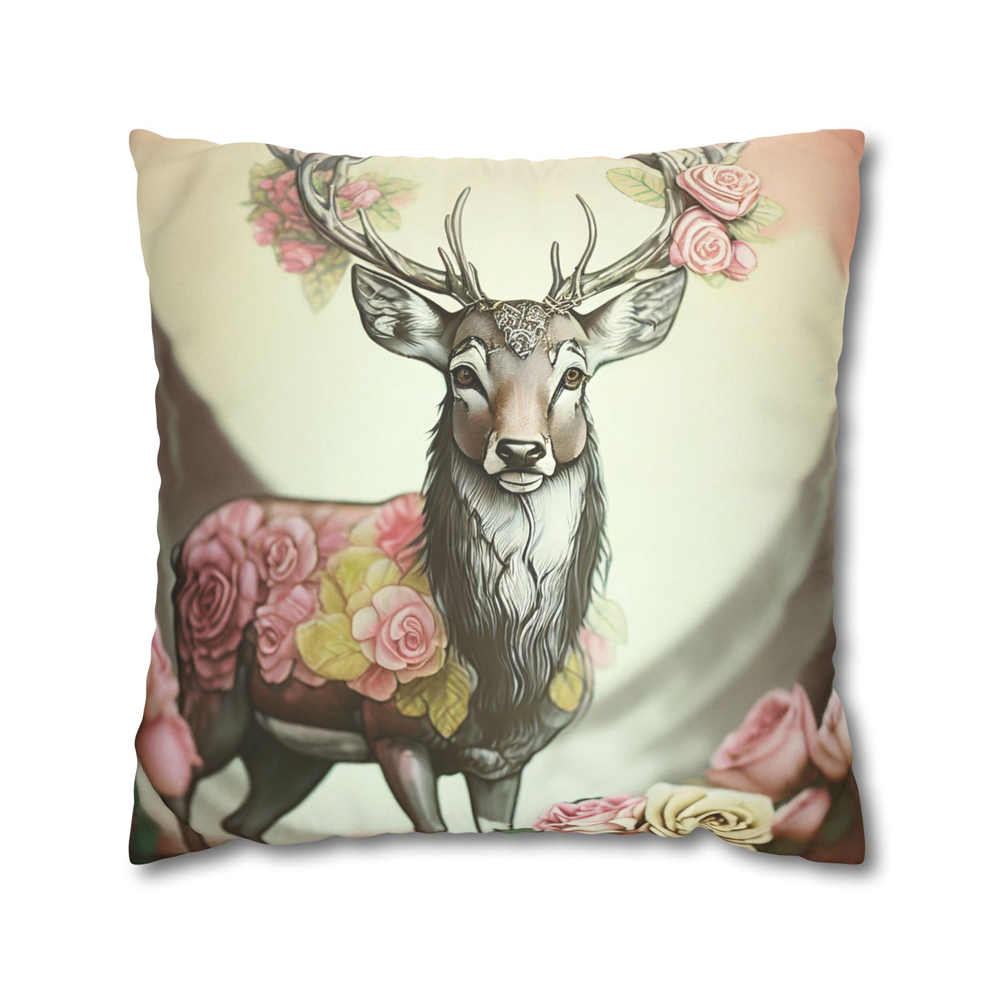 Deertastic Faux Suede Square Pillowcase