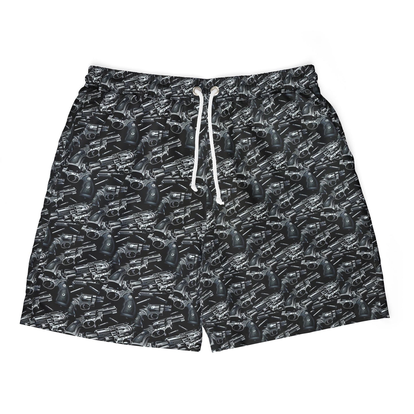 Unisex Swim Shorts - Bold Gun Graphic Design for Beach & Pool Days