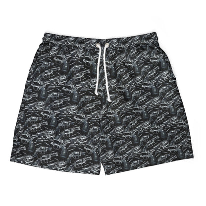 Unisex Swim Shorts - Bold Gun Graphic Design for Beach & Pool Days