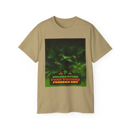 Celebrating 420 Freedom Day Unisex Ultra Cotton Tee, Cannabis T-shirt, 420 Celebration Shirt, Stoner Graphic Tee, Gift for Weed Lovers