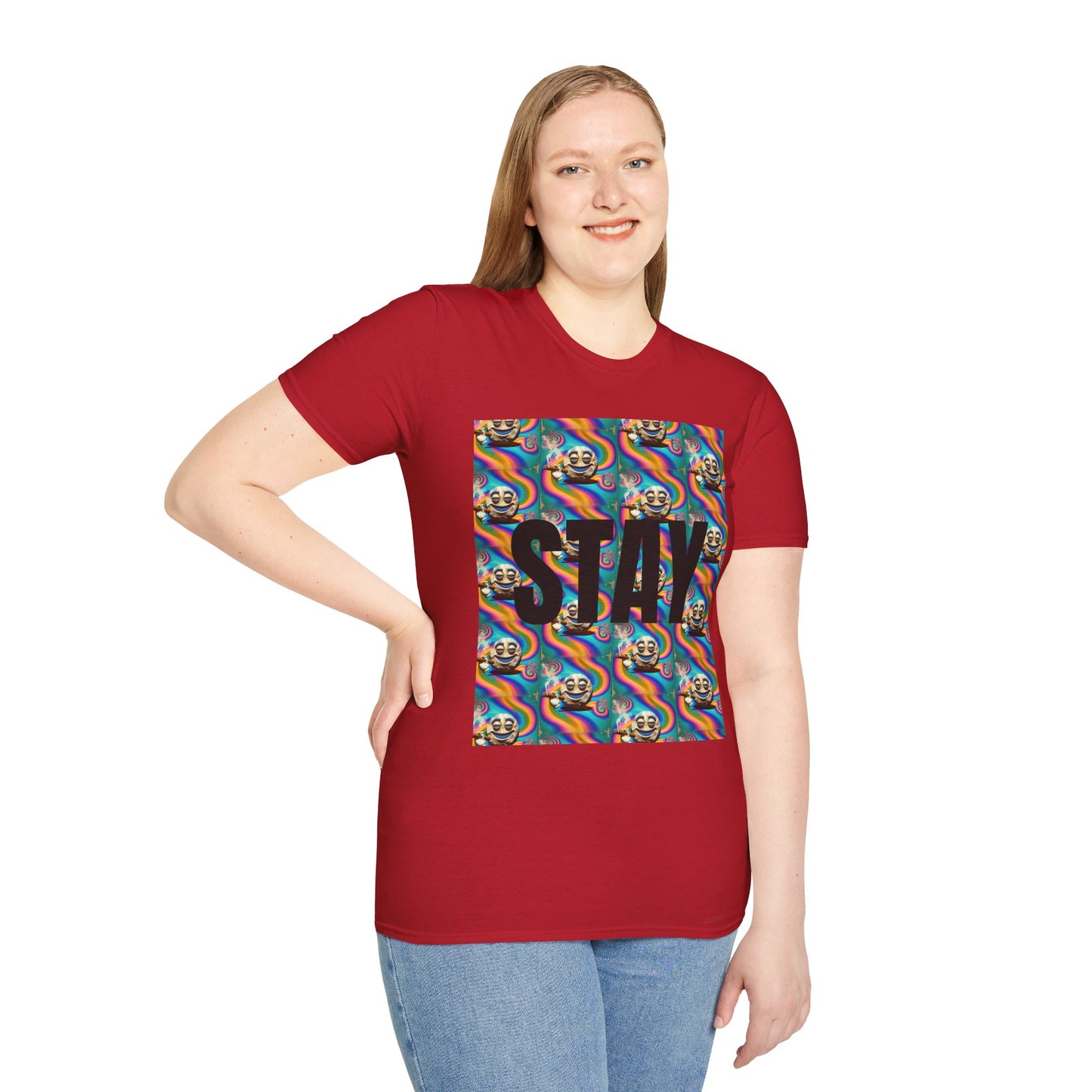 Stay Stoned Unisex Softstyle T-Shirt - Retro Vibe Graphic Tee for Fun Gatherings