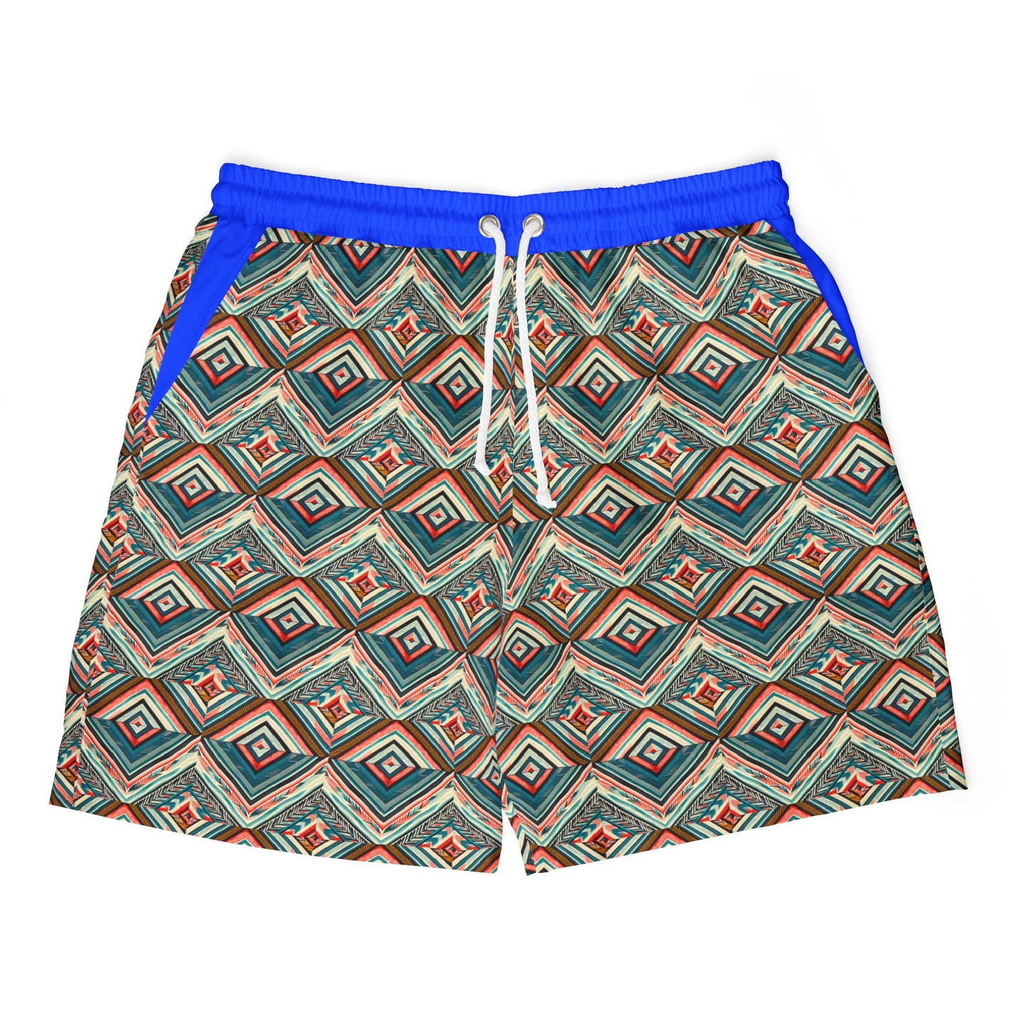 Colorful Unisex Swim Shorts with Geometric Design for Summer Fun