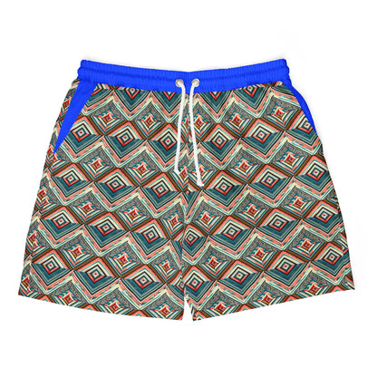 Colorful Unisex Swim Shorts with Geometric Design for Summer Fun