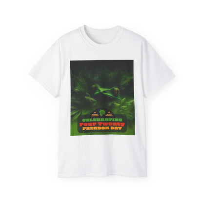 Celebrating 420 Freedom Day Unisex Ultra Cotton Tee, Cannabis T-shirt, 420 Celebration Shirt, Stoner Graphic Tee, Gift for Weed Lovers